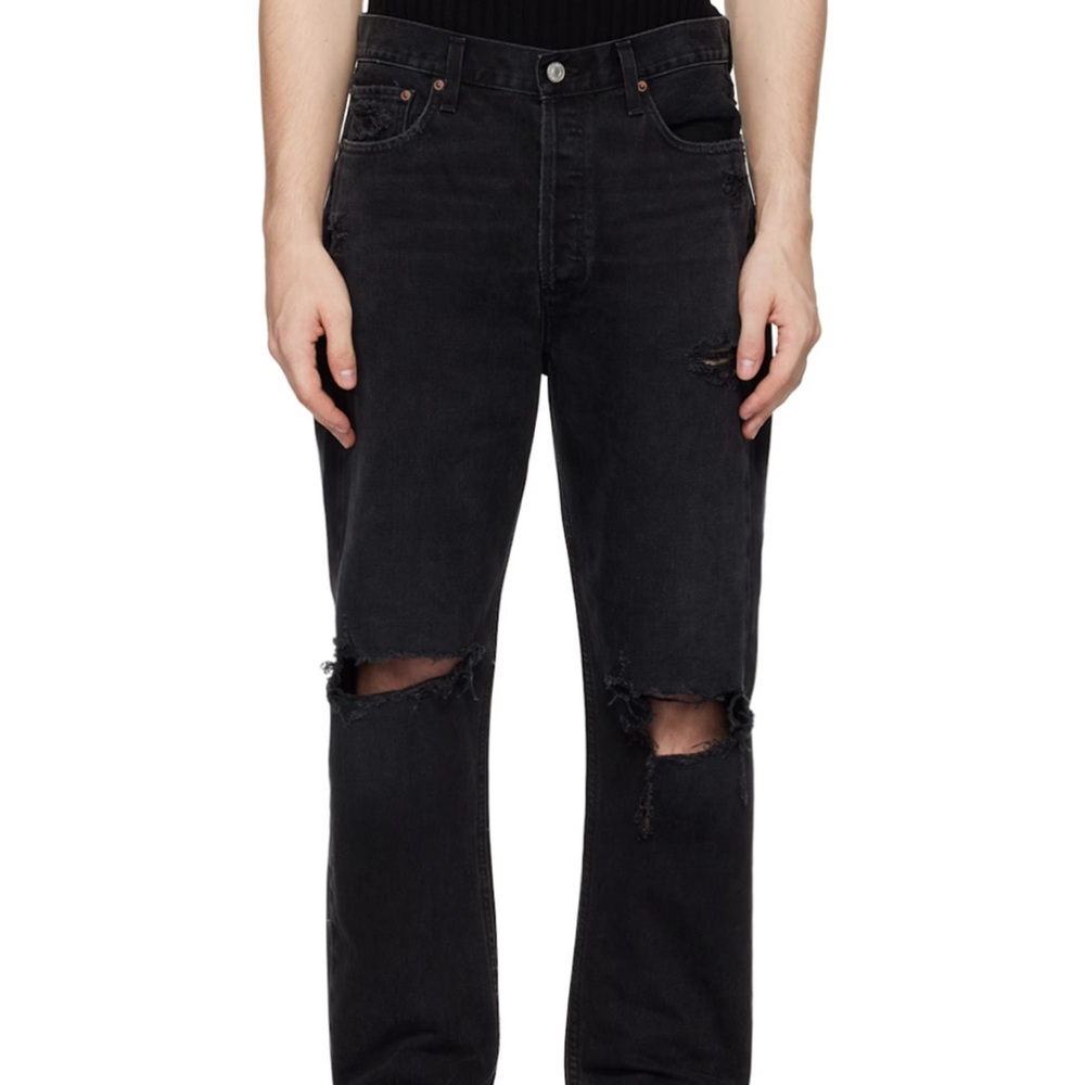 agolde 90s black distressed jeans